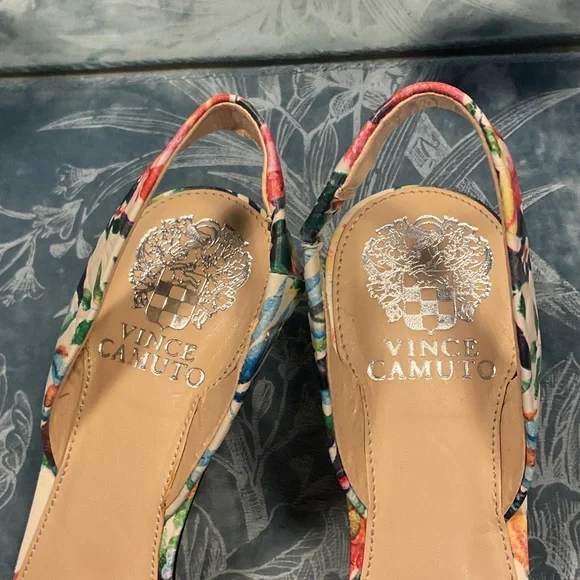 Vince Camuto Floral Slingback Heels - Picture 3 of 10